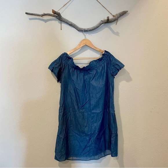 Anthropologie Corey Lynn Calter Chambray Off Shoulder Dress - Picture 6 of 11